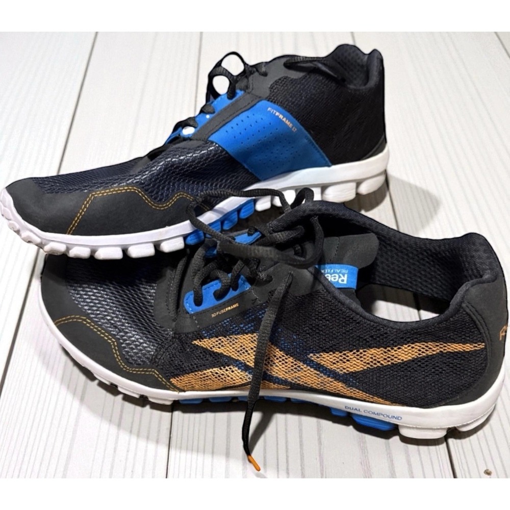 Reebok RealFlex Running Shoes Men 11.5 Gray Blue Athletic Sneakers